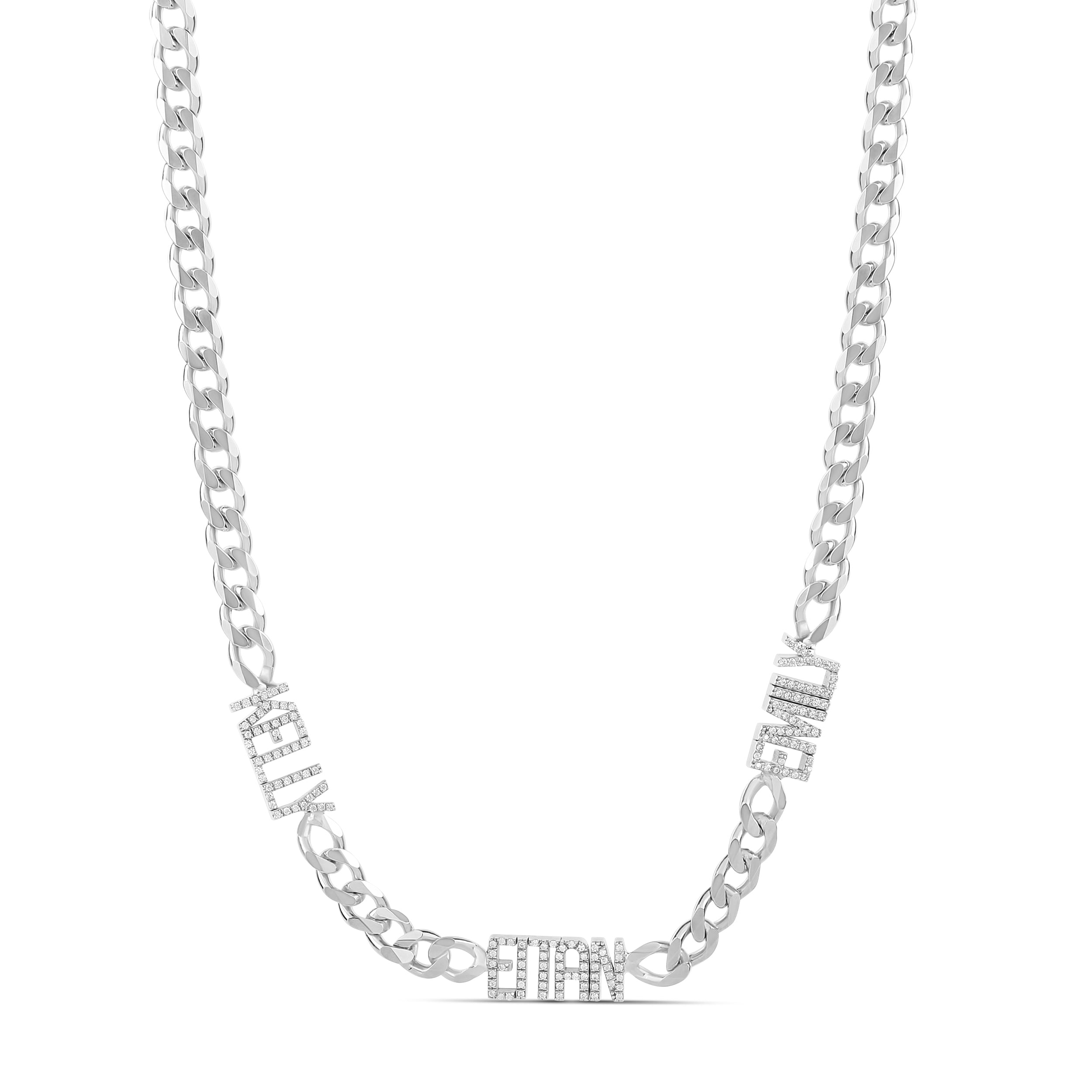 Personalized Pave Name Necklace on a Cuban Chain