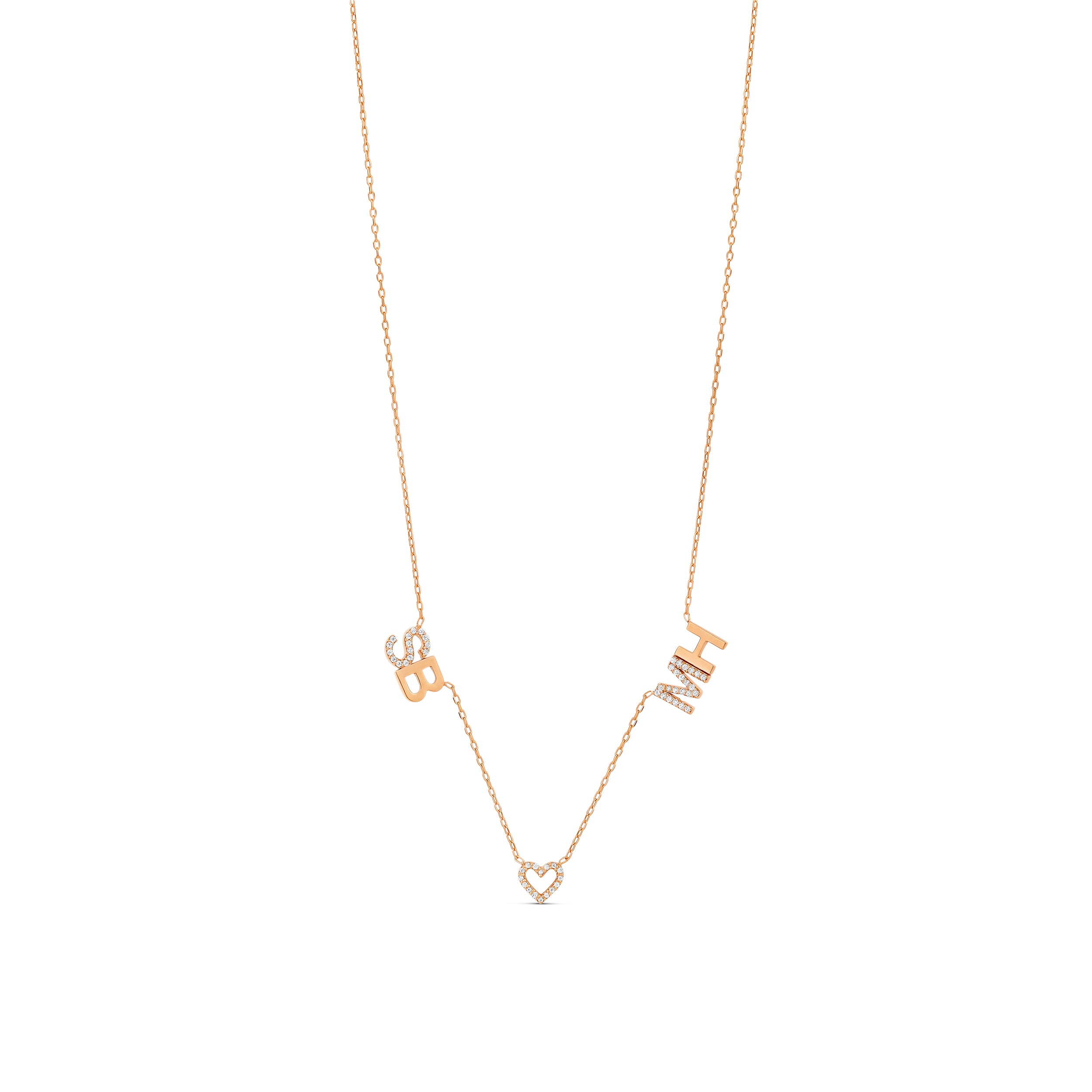 Personalized Double Initial and Heart Accent Necklace