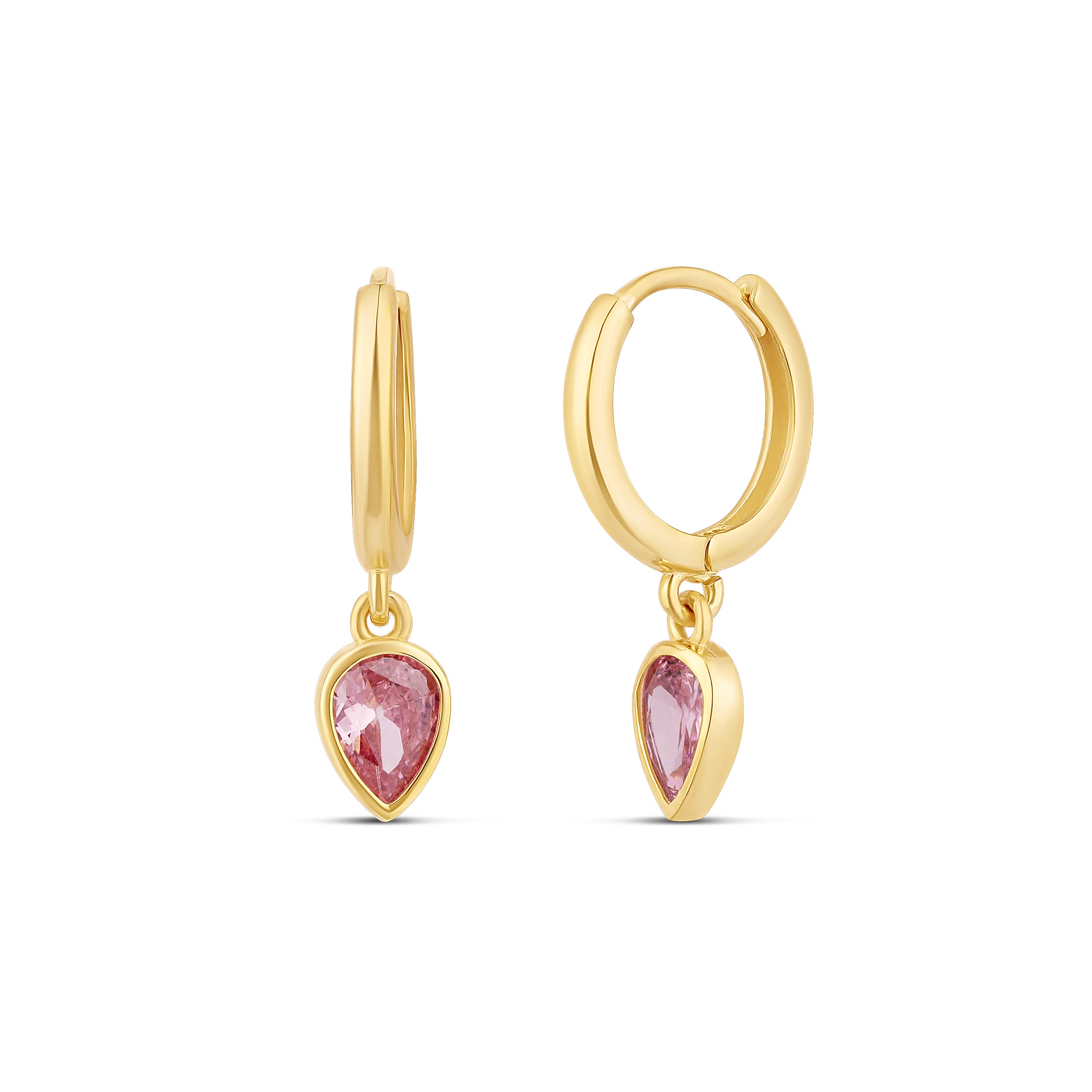 Bezel Pear Drop Earrings