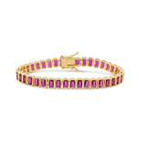 Bezel-Set Emerald Ruby Tennis Bracelet