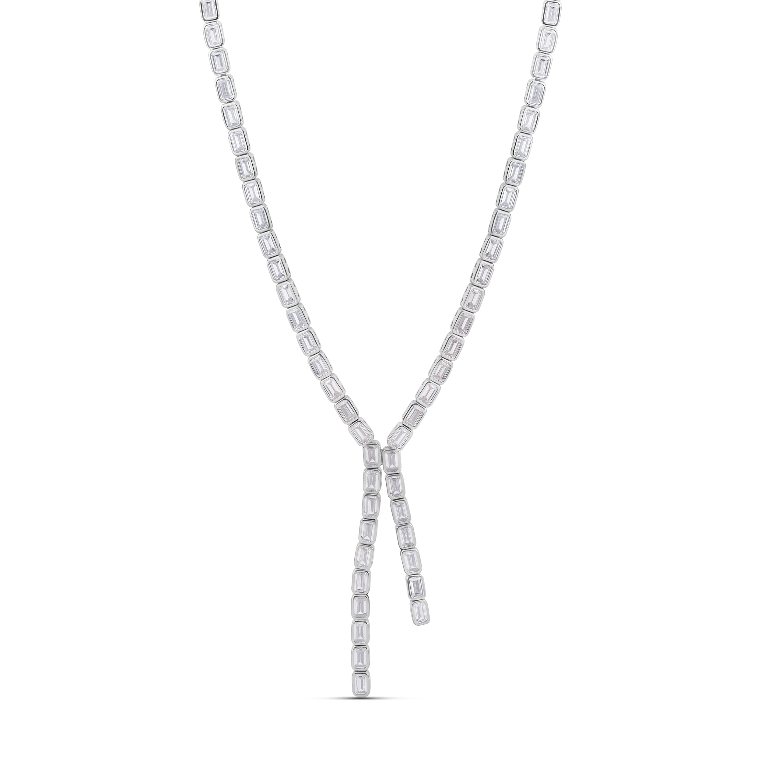 Bezel Set Emerald Y Necklace