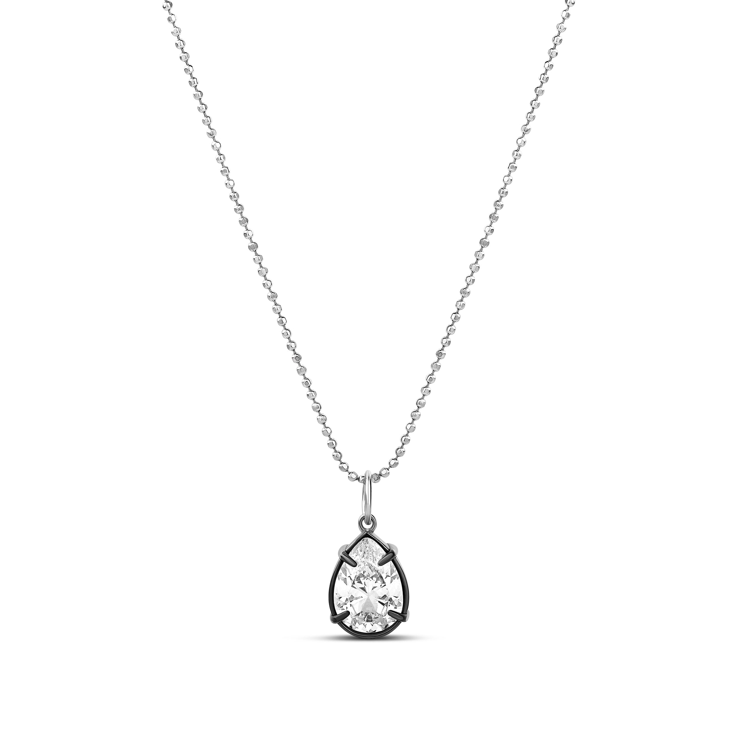 Large Pear Shape Stone on a Beaded Ball Chain