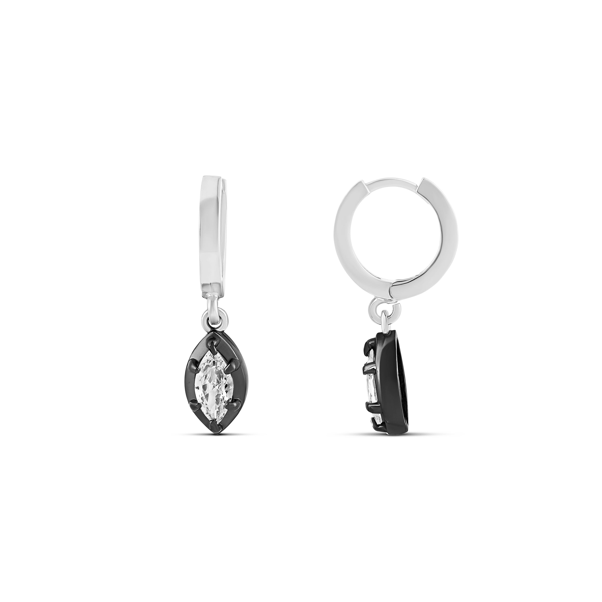 Prong-Set Black Rhodium Drop Earrings