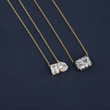 Emerald and Pear Two Stone Necklace