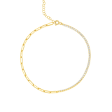 Half Tennis Half Paper Clip Anklet