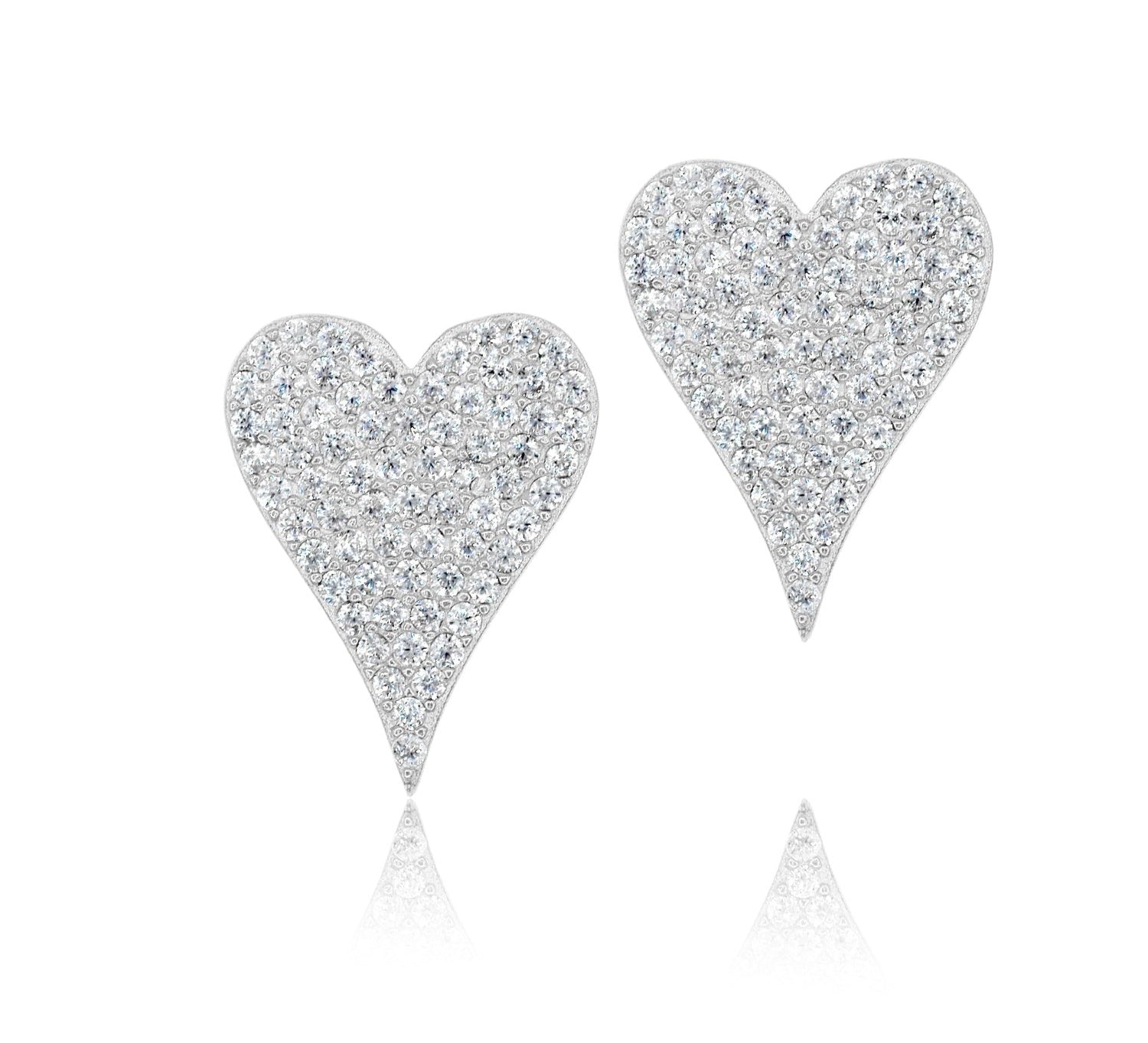 Elongated Large Pave Heart Studs