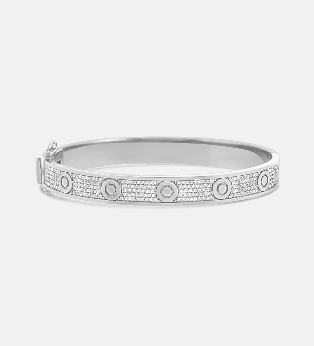 Pave Circle Stud Bangle