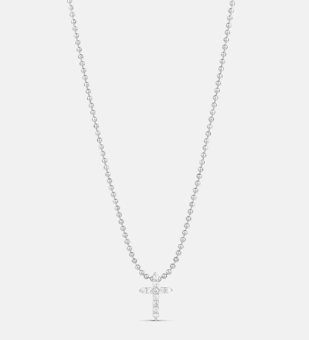 Mini Pave Cross on a Ball Chain