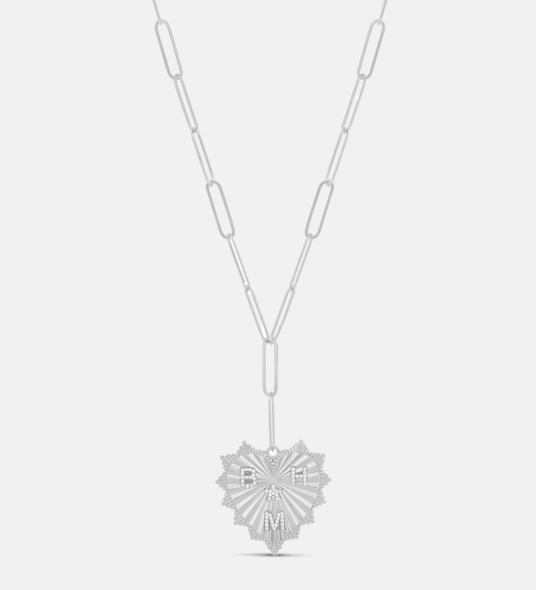 Personalized Fluted Heart Initial Y Necklace