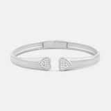 Open Pave Heart Hinge Bangle