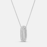 Oval Pave Charm Pendant Necklace