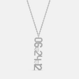 Personalized Date Charm With Fancy Heart Stones Necklace