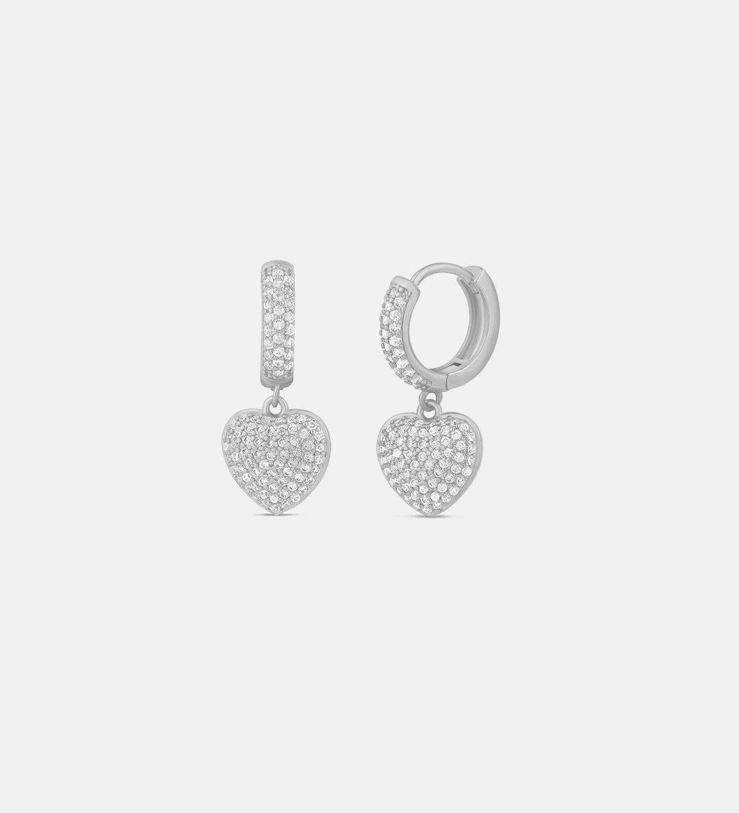 Pave Heart Dangling Earrings
