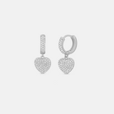 Pave Heart Dangling Earrings
