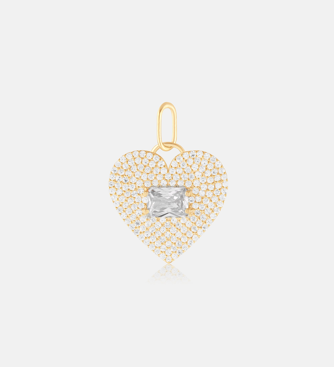 Pave Heart & Stone Charm
