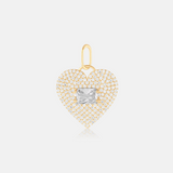 Pave Heart & Stone Charm