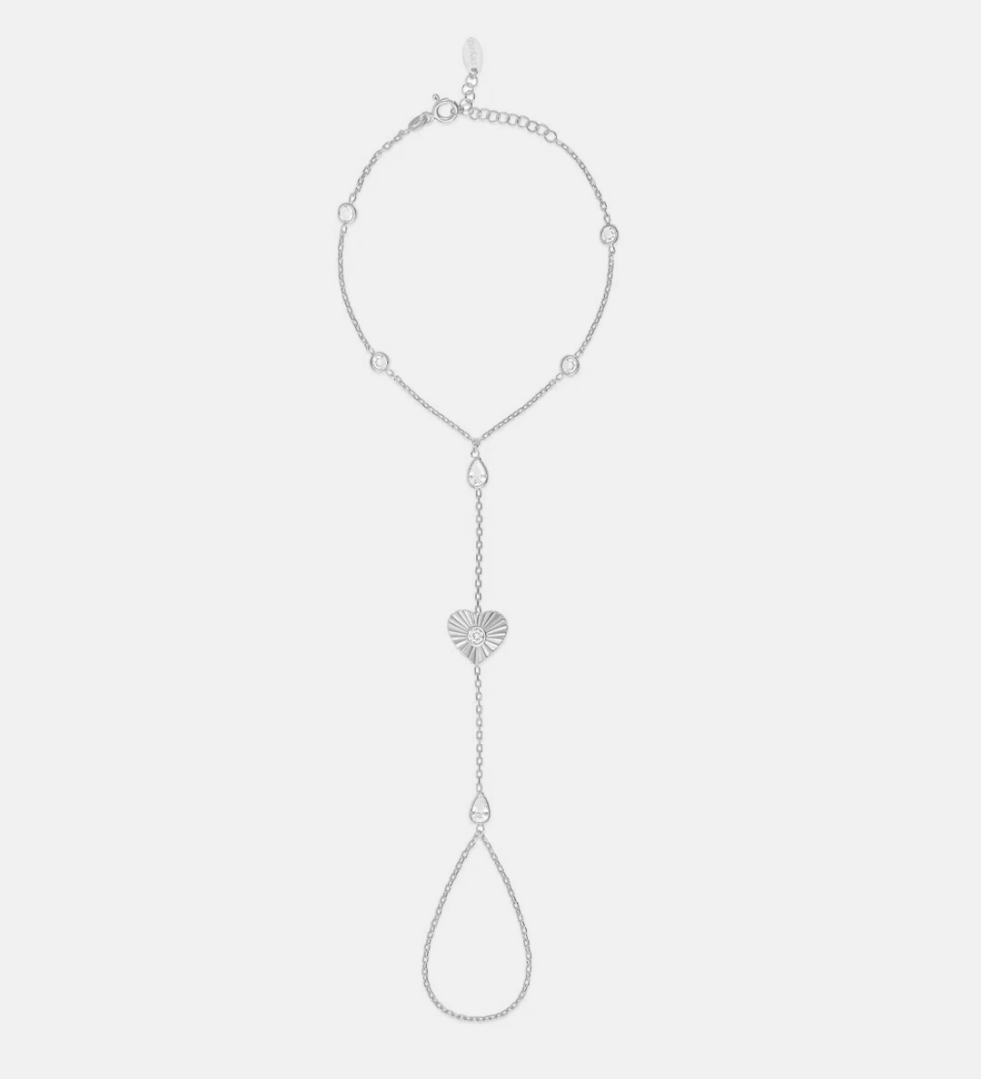 Fluted Heart Hand Chain