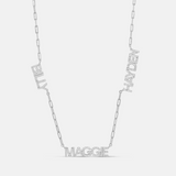 Personalized Pave Multi Name Paper Clip Necklace