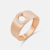 Personalized Wide Pave Initial Cut Out Ring
