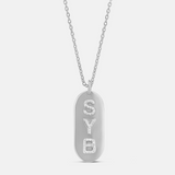 Personalized Pave Name Tag Charm Necklace