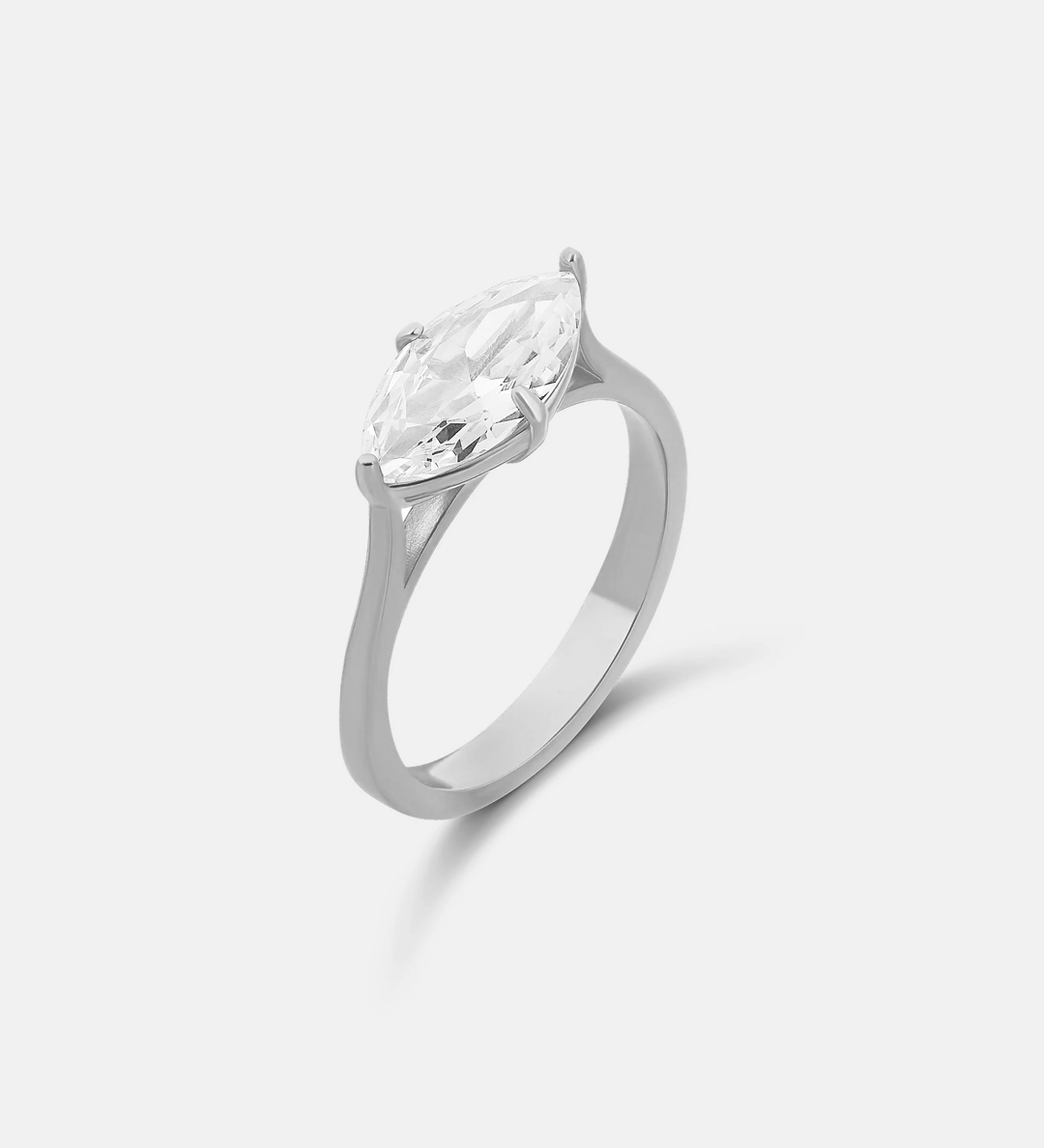 Sideways Marquis Shape Cocktail Ring