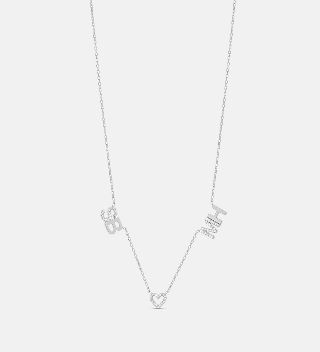 Personalized Double Initial and Heart Accent Necklace