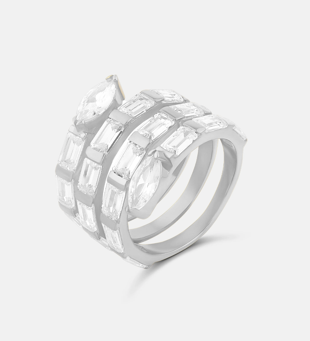 Baguette Statement Swirl Ring