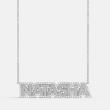 Personalized Fluted Pave Outline Name Necklace