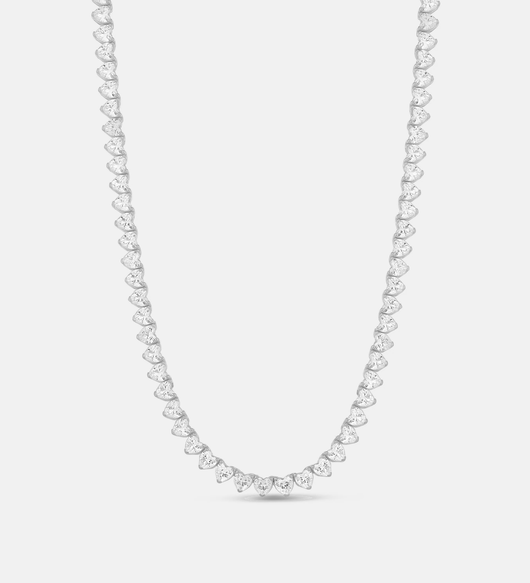 Prong-Set Heart Tennis Necklace