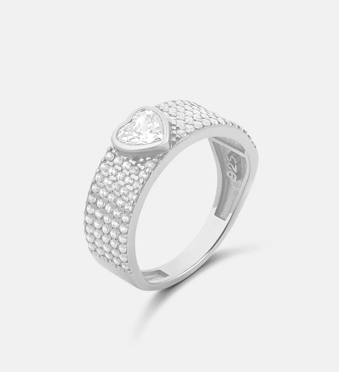 Pave Band with Center Heart