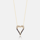 Pave Ombre Cut Out Heart Necklace