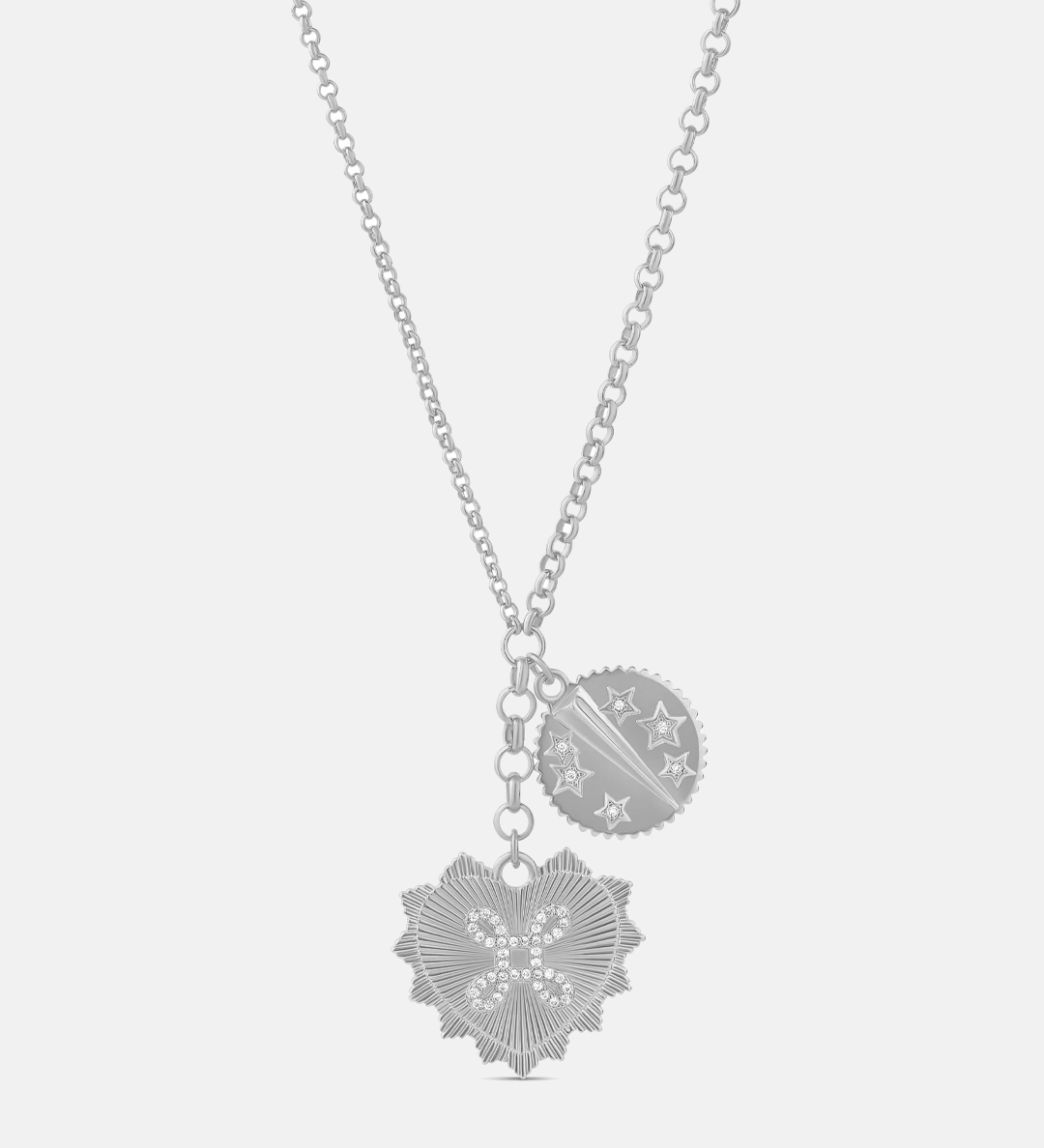 Fluted Heart Charm Necklace