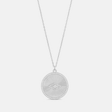 Fluted Round Evil Eye Medallion Necklace