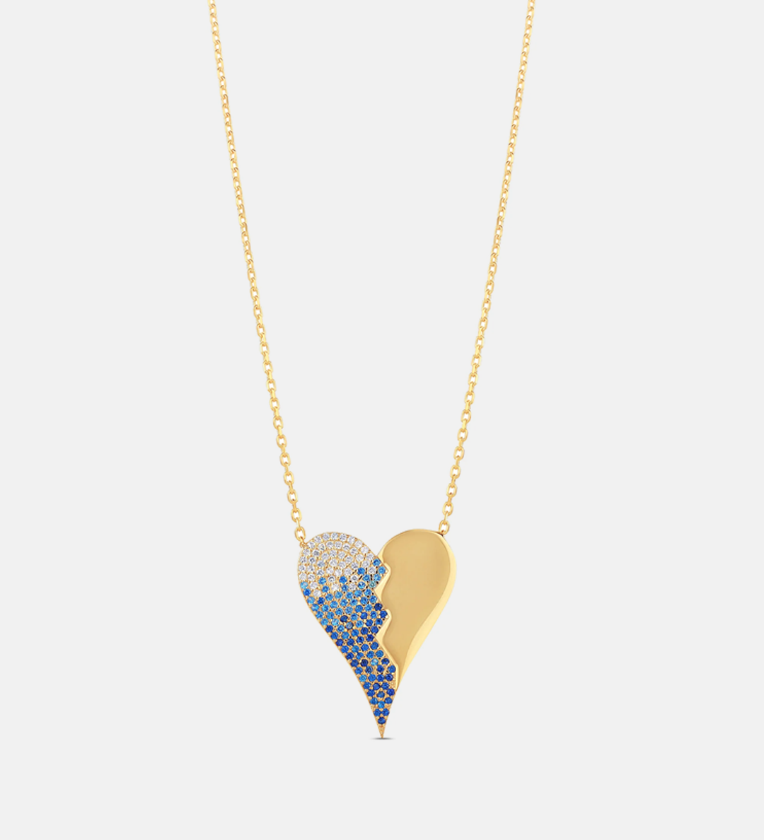 Half Pave Ombre Heart Necklace