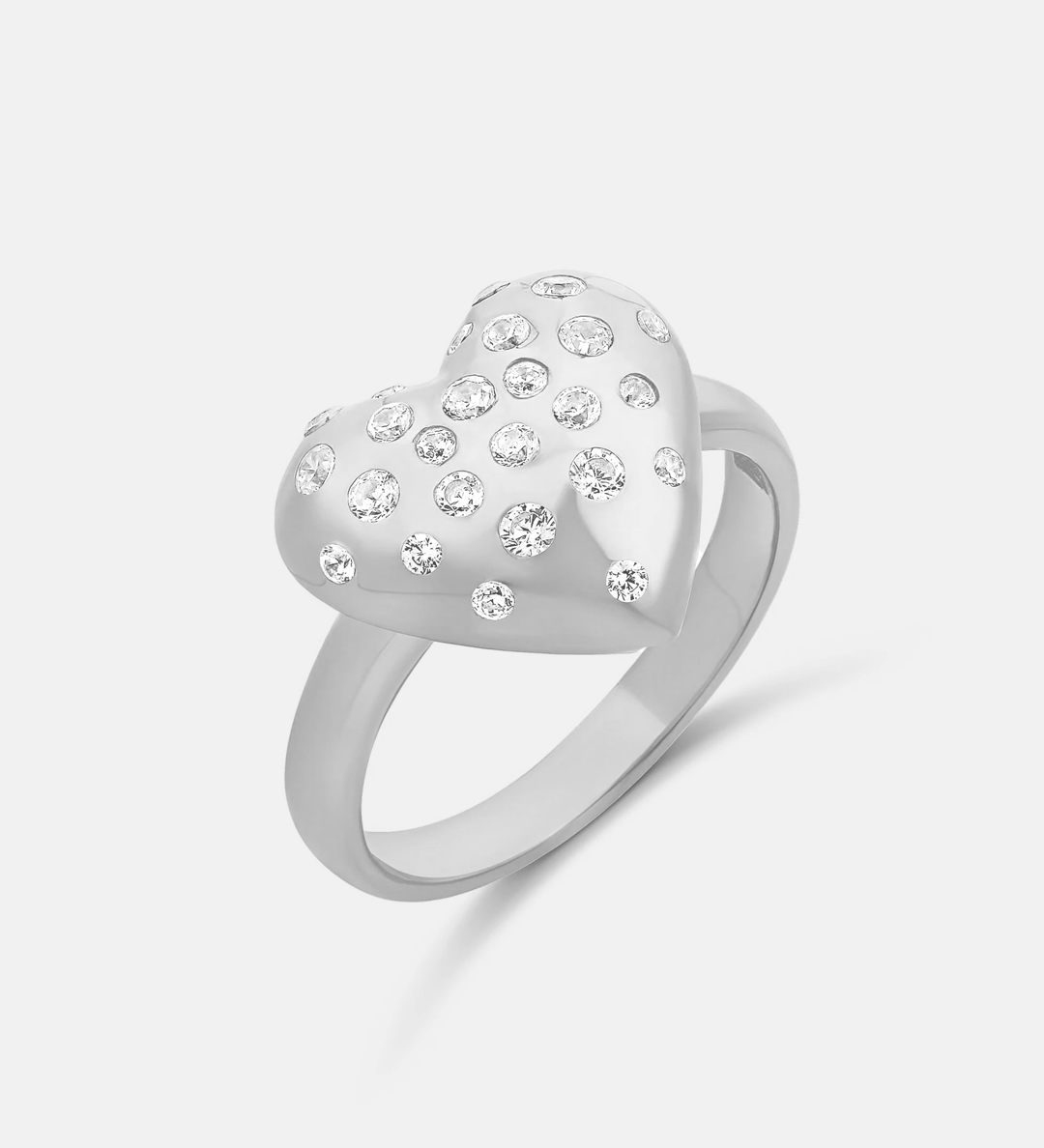 Scattered Stone Puffy Heart Ring