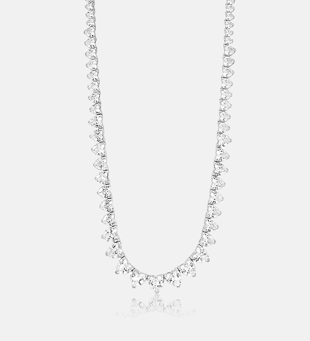 Graduated Heart Tennis Necklace