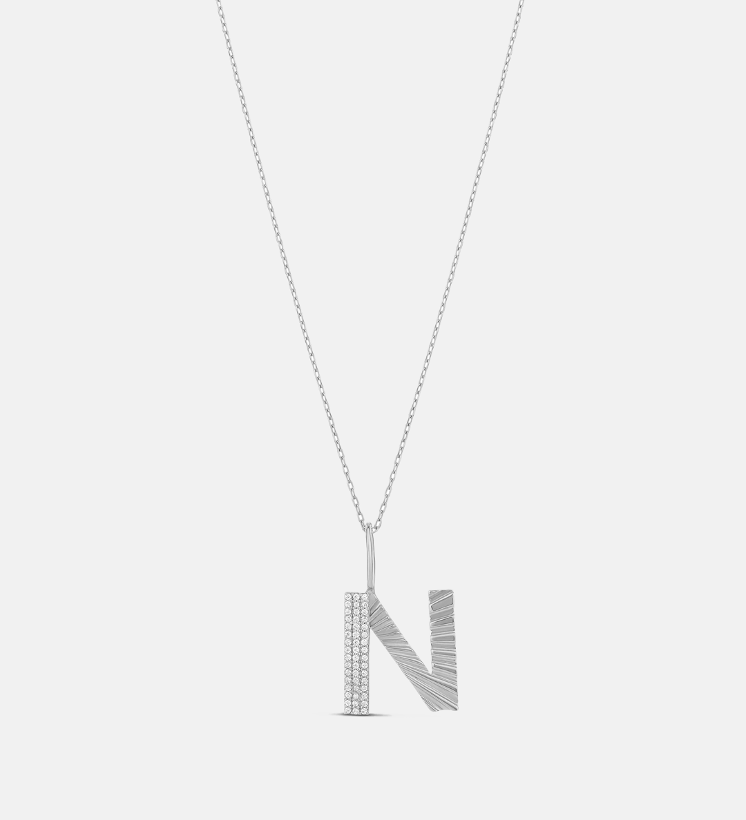 Pave Fluted Initial Necklace