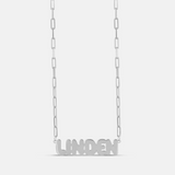 Personalized Bubble Letter Name on Paper Clip Chain Necklace