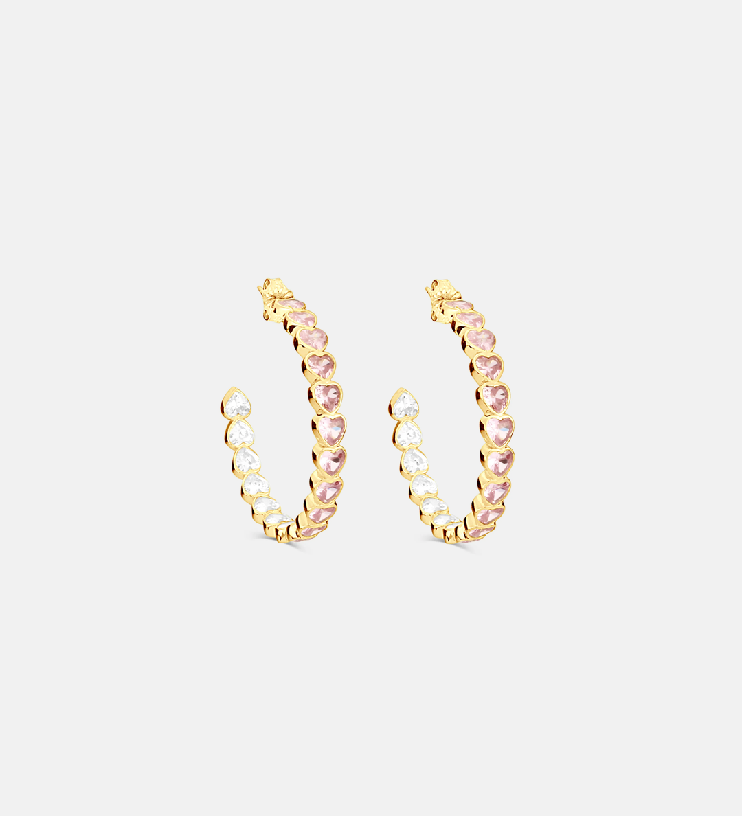 Large Bezel Set Heart Hoops