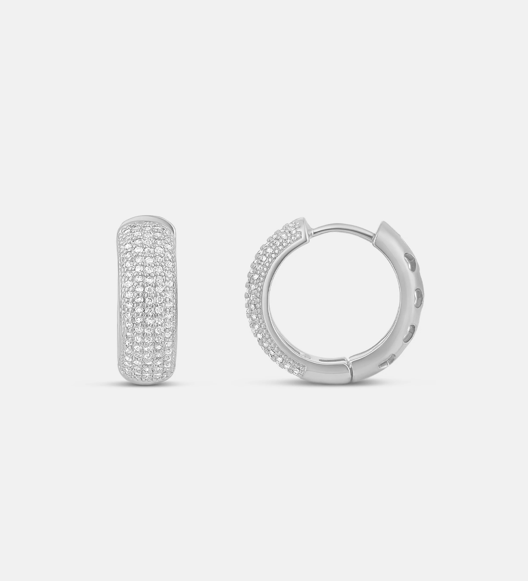 Thick Dome Pave Hoops