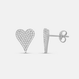 Elongated Large Pave Heart Studs