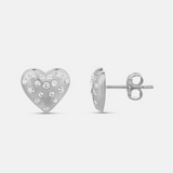 Scattered Stones Puffy Heart Earrings