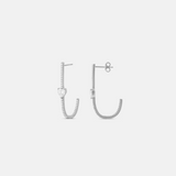 Solitaire Heart Pave J Hoop Earrings