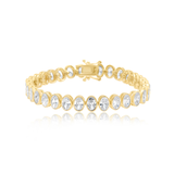 Bezel-Set Oval Tennis Statement Bracelet