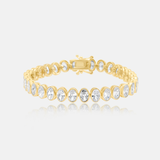 Bezel-Set Oval Tennis Statement Bracelet