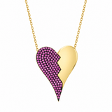Half Pave Heart Necklace