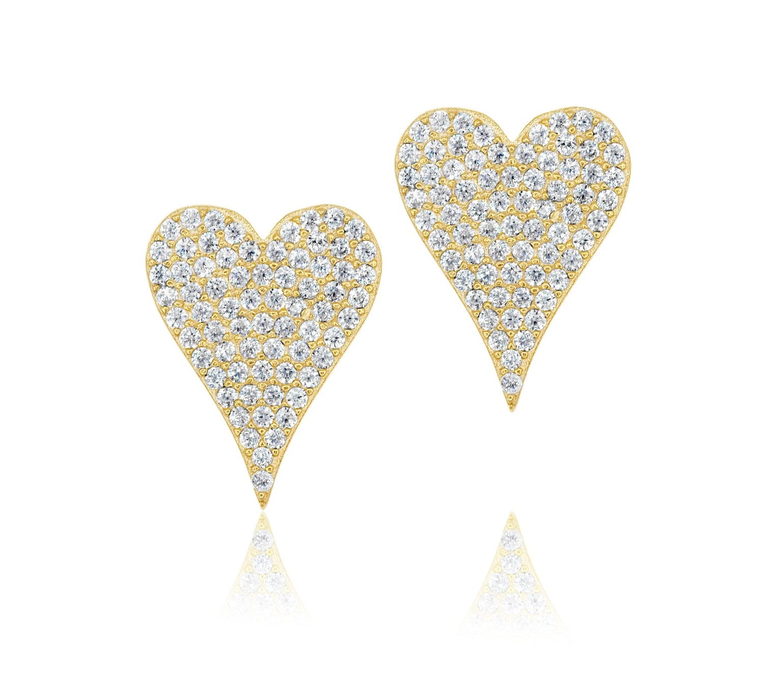 Elongated Large Pave Heart Studs