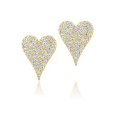 Elongated Large Pave Heart Studs