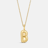 Personalized Bubble Letter Initial Charm Necklace