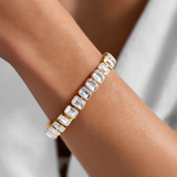 Bezel-Set Emerald Tennis Statement Bracelet